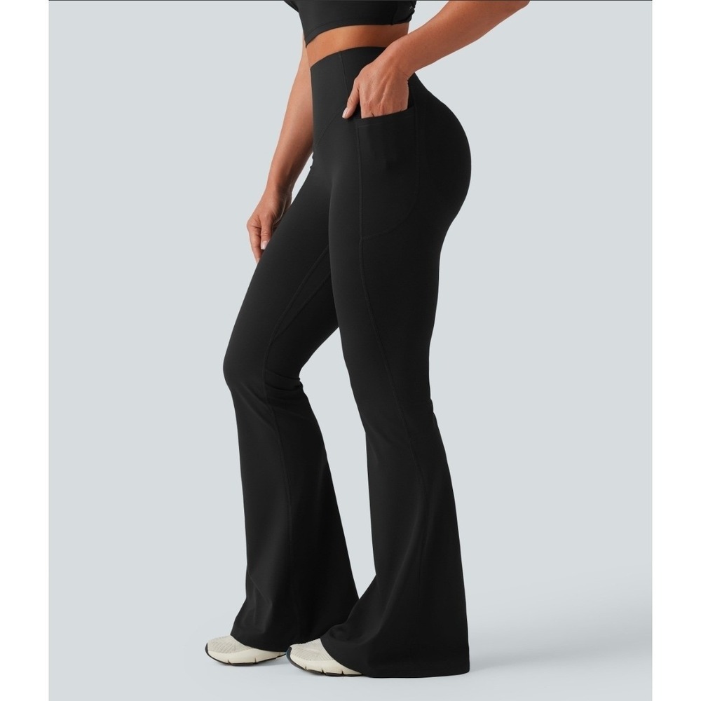 NWT Halara UltraSculpt High Waisted Tummy Control Flare Leggings Black L Tall